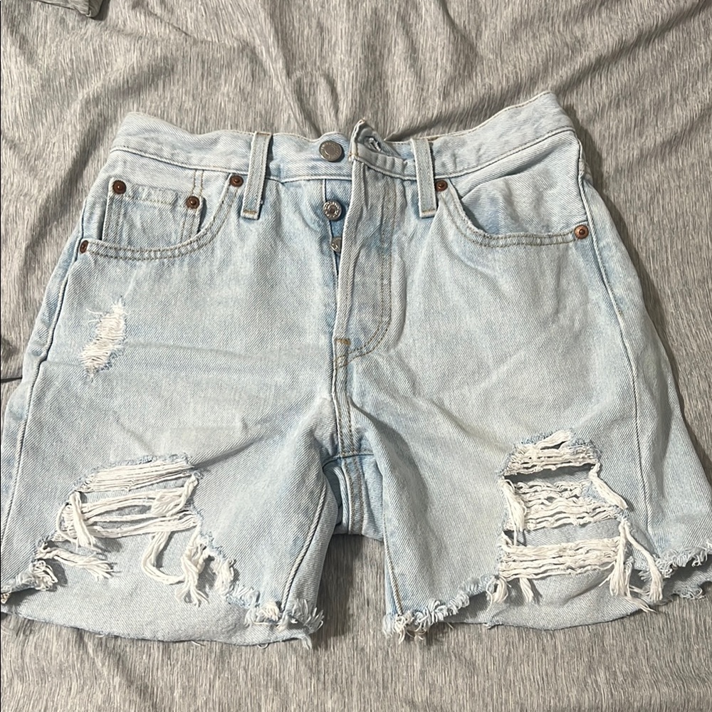 LEVI’S Size 25 Light Blue Distressed Denim Shorts